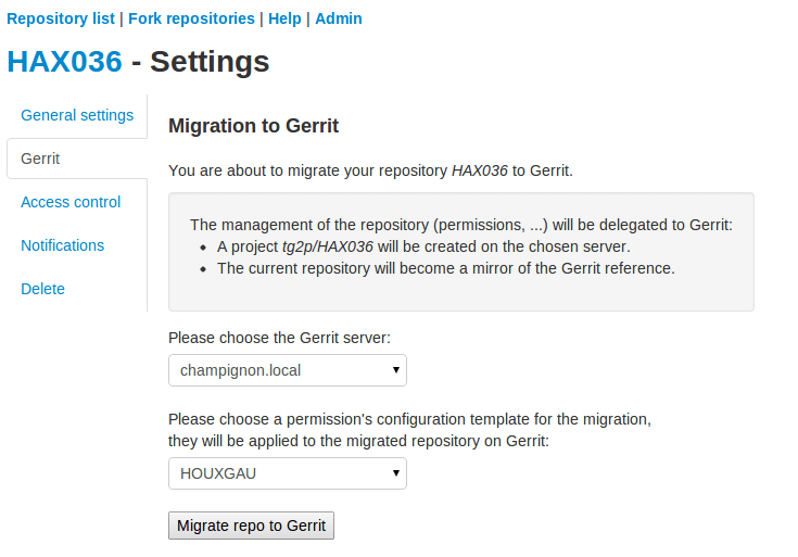 Migrate a project to gerrit