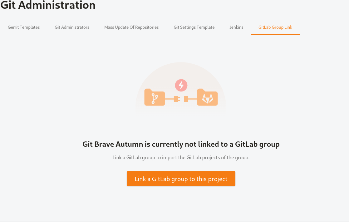 Empty state of the GitLab group Link administration tab
